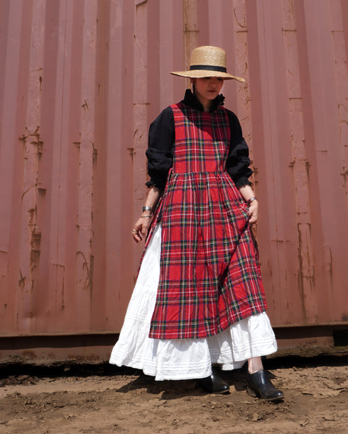 <販売開始 9月19日 金曜日 21:00 〜> INDIGO Tartan Apron Dress / Red・Blue